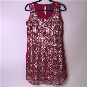 Like-New Buttons Pink with Sequin Blouse